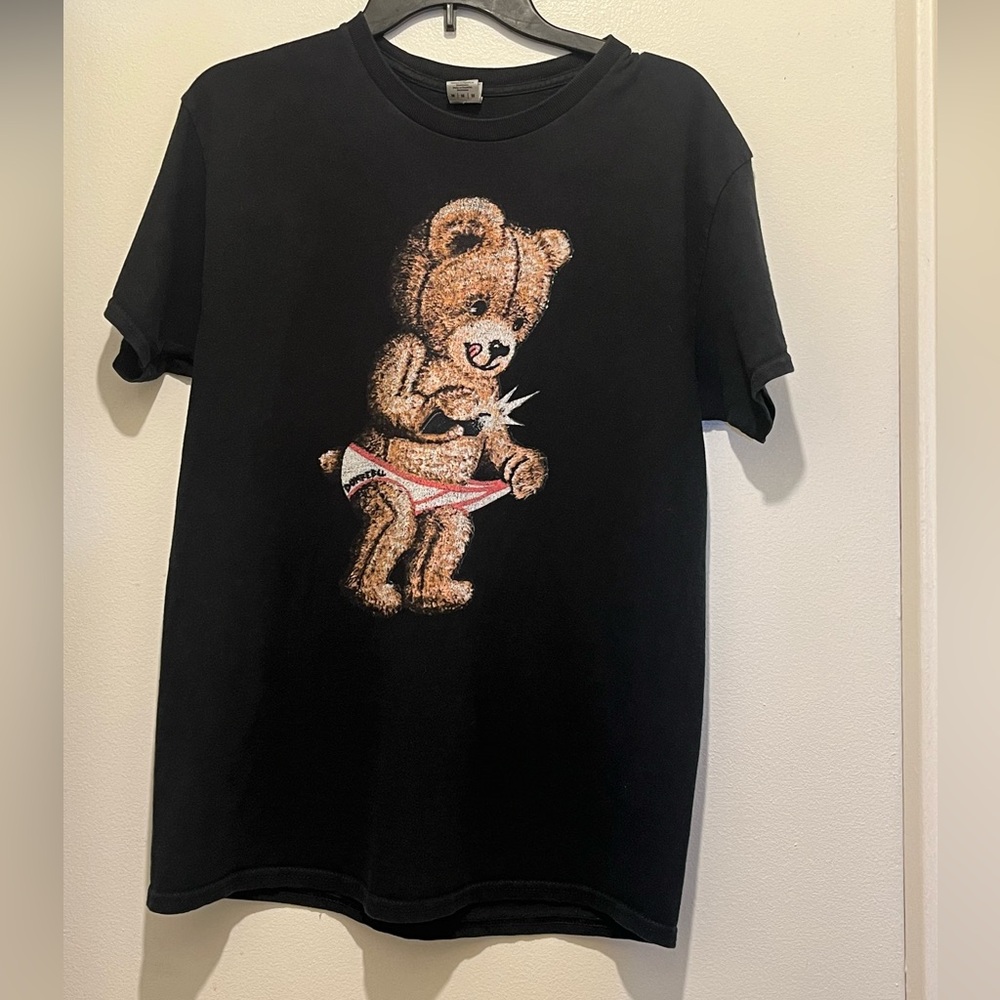 Black T-Shirt with Teddy Bear Graphic